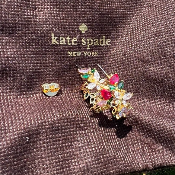 Kate ks Spade Greenhouse Floral Hoops Earrings Flower Crystal cluster - Picture 11 of 13